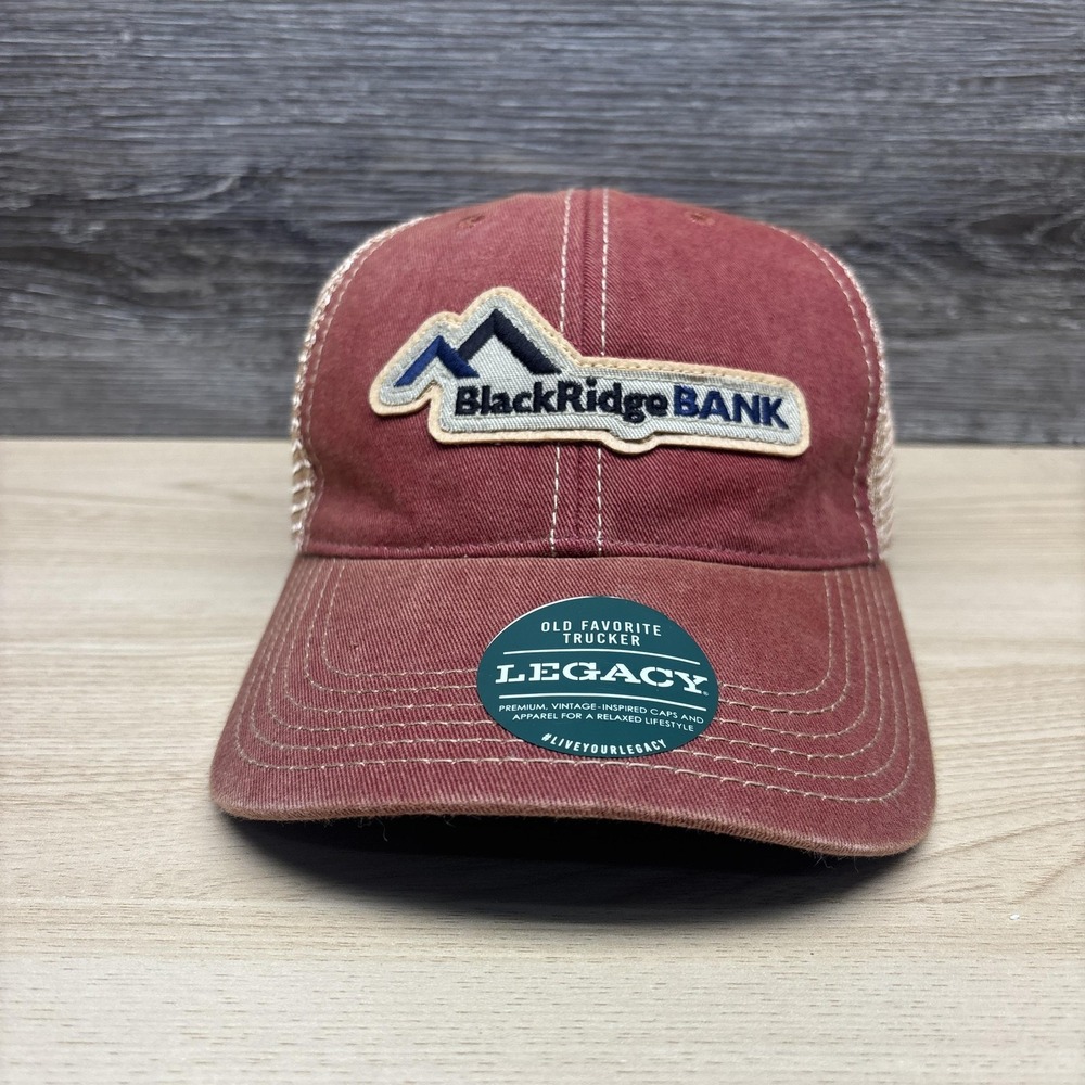 BlackRidge Bank Hat Cap Snap Back Red Tan Mesh Trucker Embroidered Mens